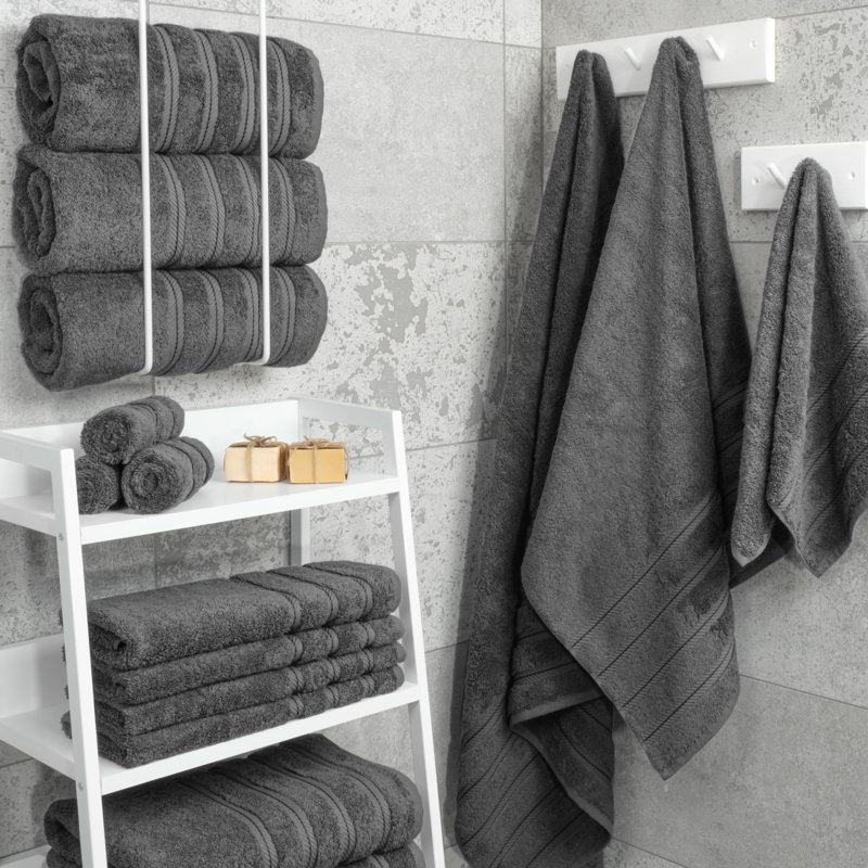 Ensemble de serviettes de bain turques de luxe 100% coton 4 pièces Edison Collection, Gris