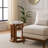 Marble Top Wood Accent Table With Round Stone Surface And Solid Frame For Living Room Bedroom Home Or Office Casual Modern Style - 18" Ivory & Brown