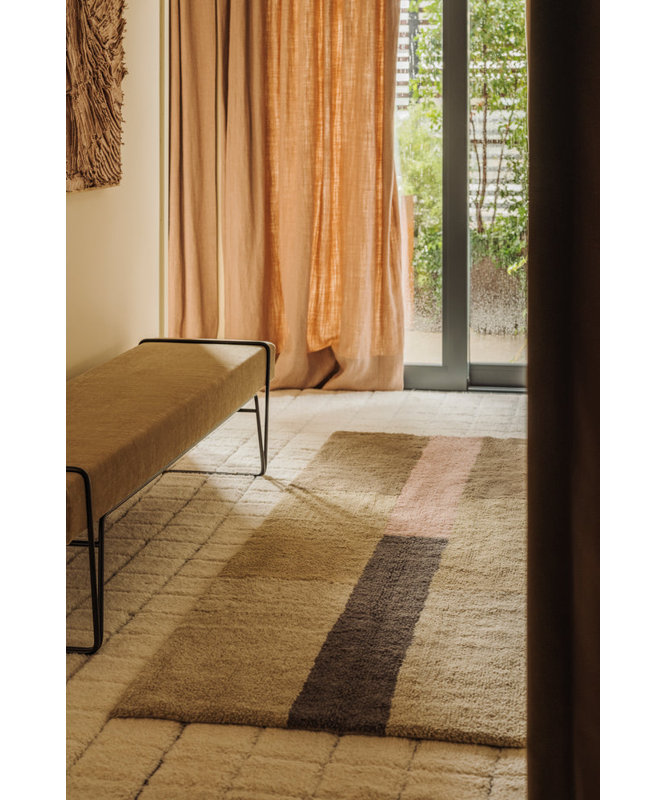 Wool Runner Rug Chroma, Moss/Dusty Pink