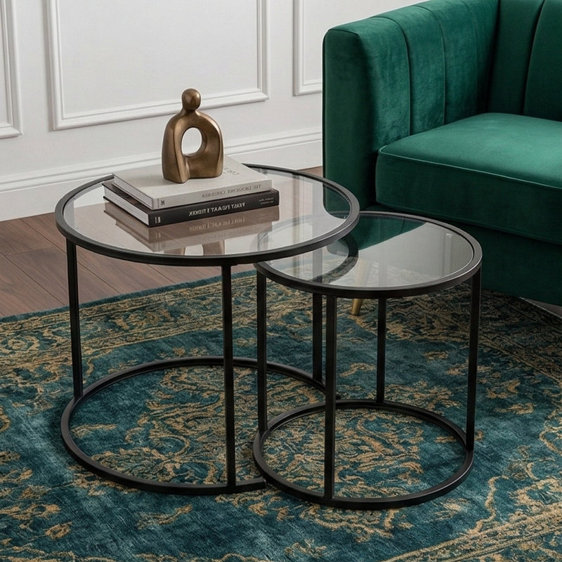 Ensemble de 2 tables basses Modern Modern, Transparent, Noir