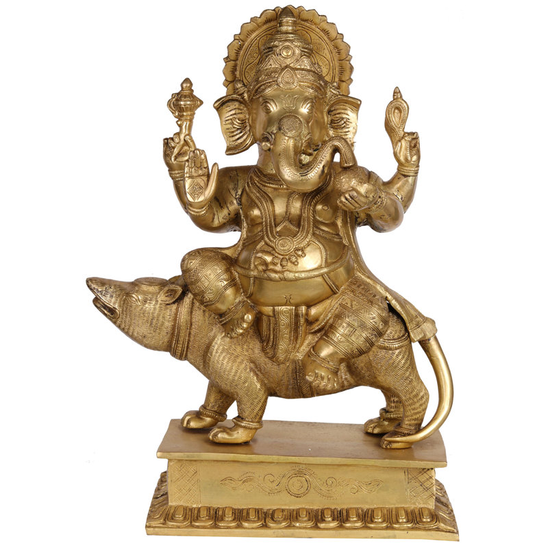 Lord Ganesha assis sur un rat