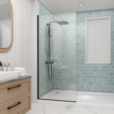 Panneau de verre de douche semi-sans cadre 36 "x 76", porte de douche