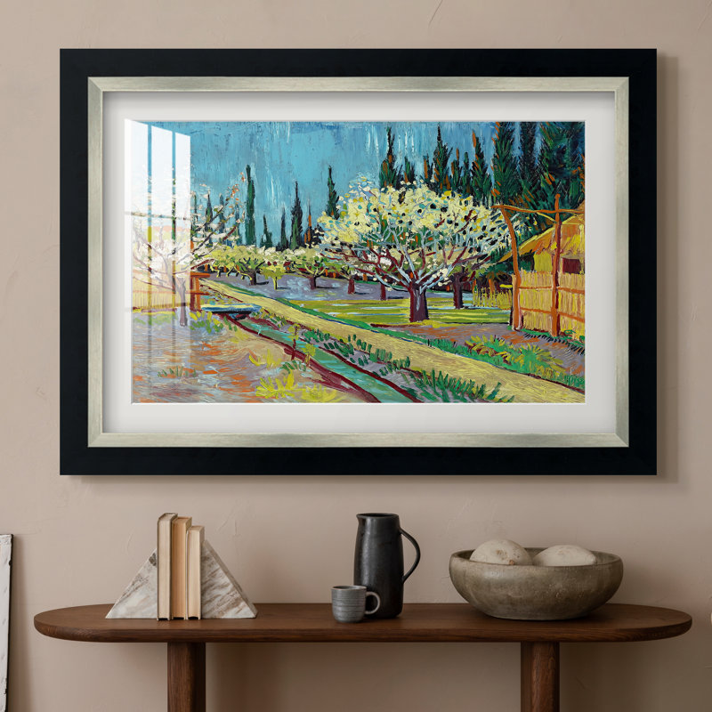 Verger en fleurs, bordé de cyprès, 1888 - Vincent van Gogh - Reproduction encadrée sur mesure, 16x22 INNER SIZE