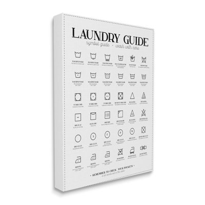 «Laundry Room Minimal Symbols Guide Check Pouches», art mural sur toile par Andrea Jasid Grassi