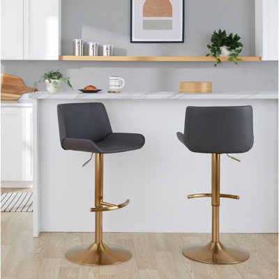 Tabouret de bar contemporain rembourré réglable avec pivot
