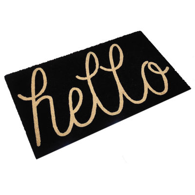 Tapis de porte en fibre de coco noire First Concept, 45,7 cm (l) x 76,2 cm (l).