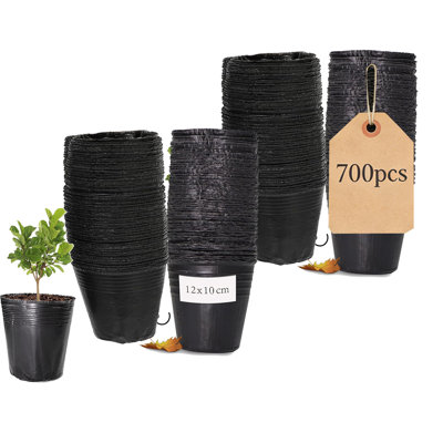 700 Packs 4 Inch Plastic Nursery Pots with Drainage Holes – 4" Diameter x 4.5" Height Seed Starting Containers for Succulents, Flowers, Vegetables, Small Plants, Indoor Outdoor Transplanting Pots