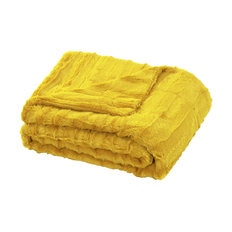 Jeté en fausse fourrure Derby, Citron, l 50 po x L 60 po
