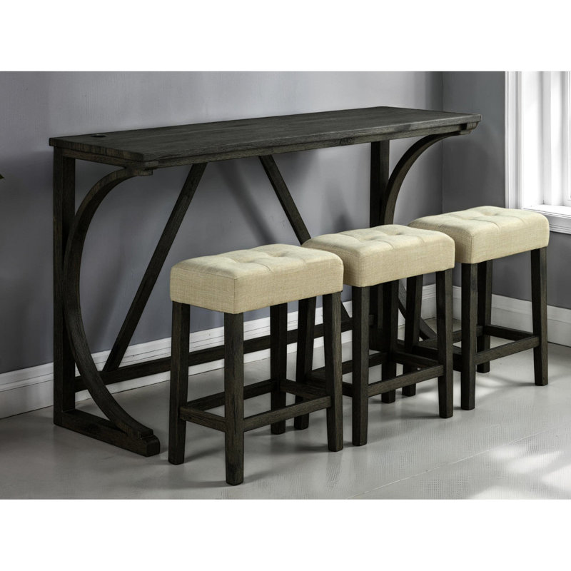 Table de salle à manger moderne beige avec hévéa, coussins, 3 pièces pour une utilisation contemporaine