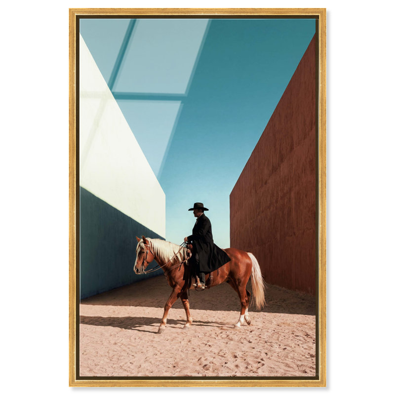 Lone Rider Print, 21"H x 31"W, Gold Floater Frame