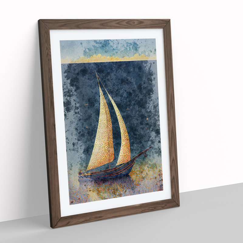 The Sailing Boat - Single Picture Frame Painting, 34cm H x 25cm W x 2cm D, Walnut