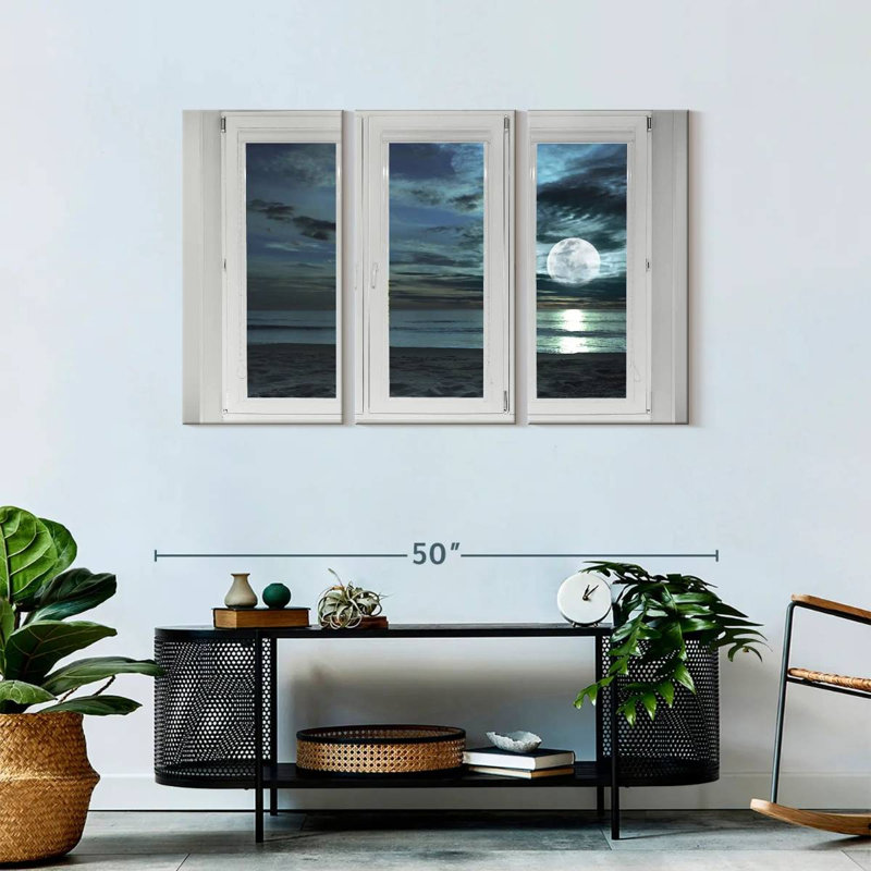 «Window to Moonlit Beach», reproduction sur toile, H 45 po x l 28 po x P 1,25 po