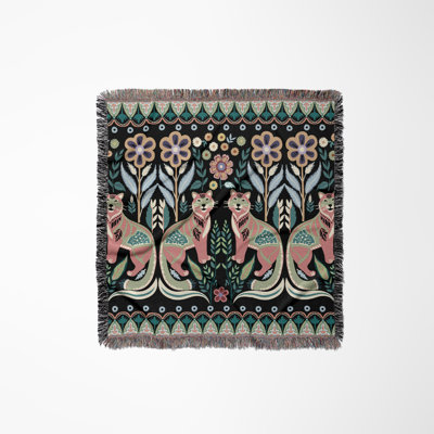 Tia Folksy Tiger Cotton Blend Blanket Throw