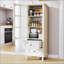 Buffet minimaliste avec portes en verre et double tiroir, rangement moderne en bois pour le salon et la salle à manger-477850441
