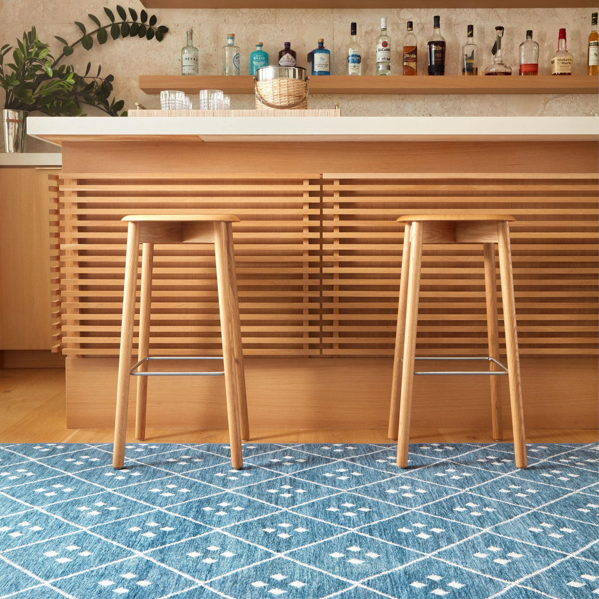 Kota Indigo Machine Washable Rug, Rectangle 6' x 9'