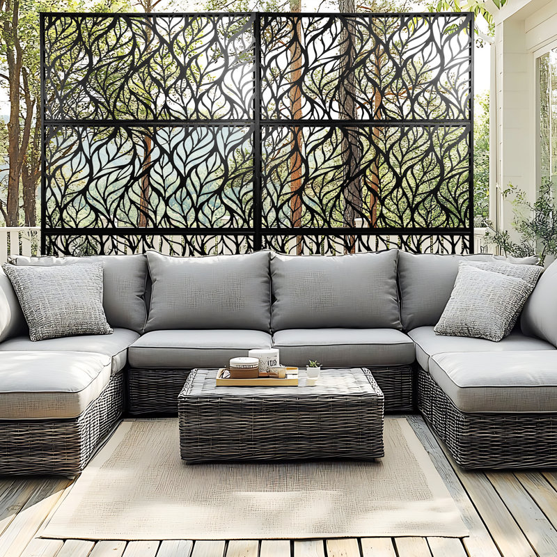 Écran d'intimité en métal, H 6 pi x l 4 pi, avec motif géométrique décoratif