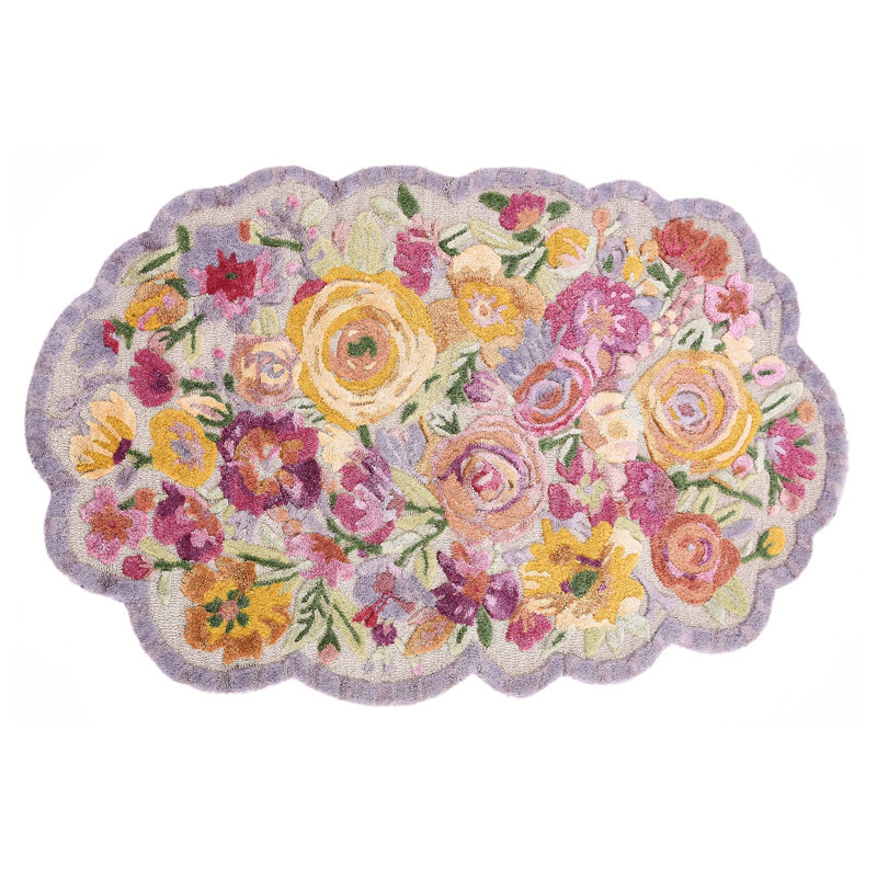 Scalloped Flower Meadow 5' X 8' Rug, Novelty 3' x 5'