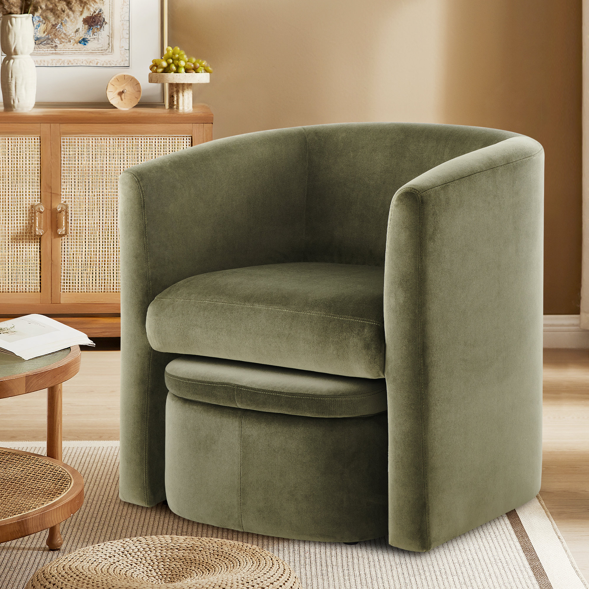 Ottoman Narrow Accent Chair With Arms Barrel Chair Accent Chair