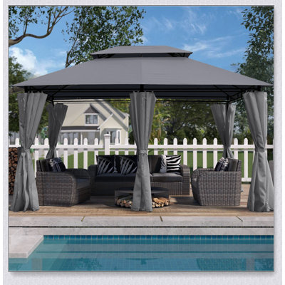 13x10 Outdoor Patio Gazebo Canopy Tent with Ventilated Double Roof and Detachable Side Walls, Perfect for Lawn, Garden, Backyard, and Deck