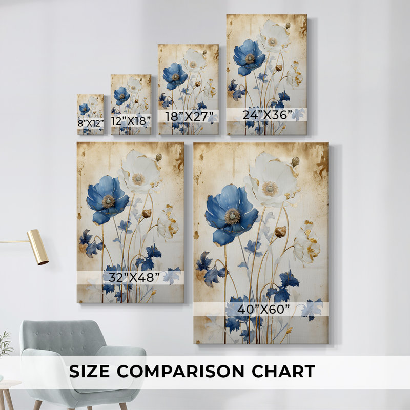 FLORAL Series LVI - Toile tendue avec châssis Premium - Prêt à accrocher, H 60 po x l 40 po