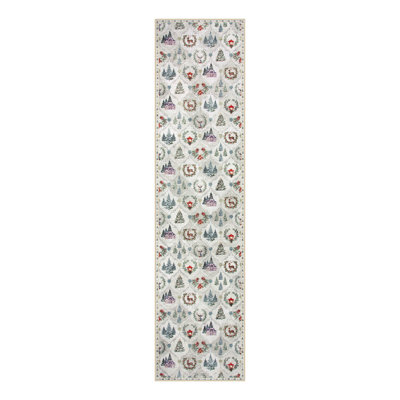 Laraven Christmas World Full-Coverage Rug Festive Non-Slip Holiday Carpet Washable Rug Xmas Decor Throw Mat