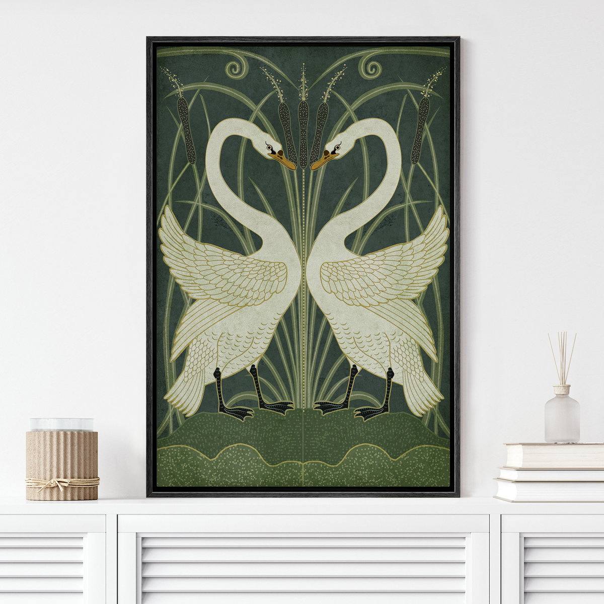 Art Nouveau Symmetric Swans Unique Chic Boho Preppy Room
