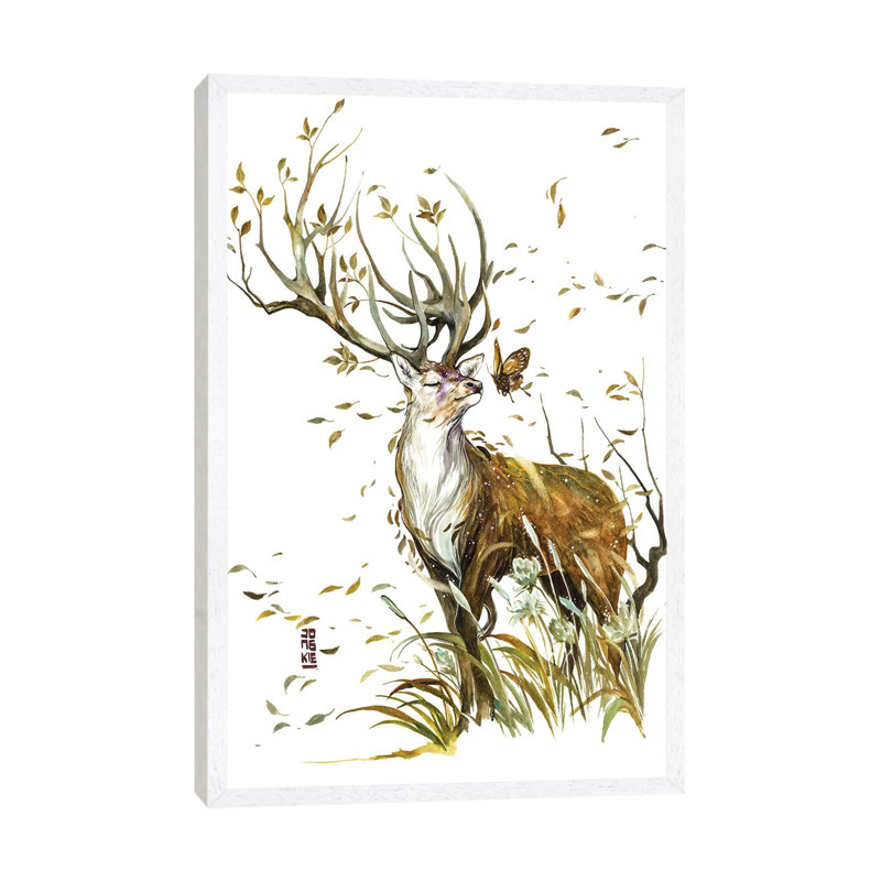 The Wind Of Life by Jongkie - Painting on Canvas, 101.6cm H x 66.04cm W x 3.81cm D, White Framed