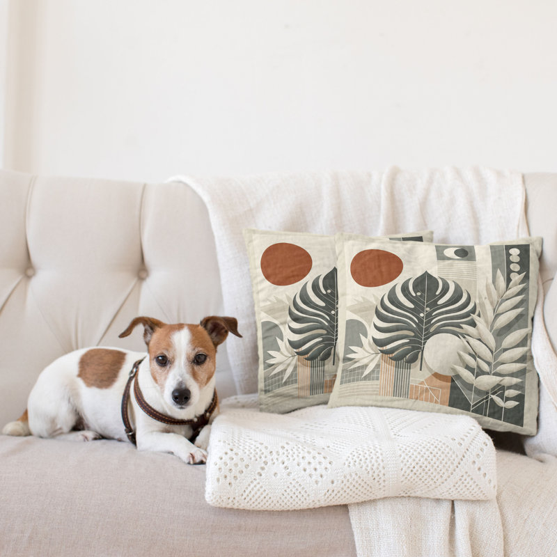 Cinnamon Sage Green Microfiber Reversible Throw Pillow Covers, Set of 2