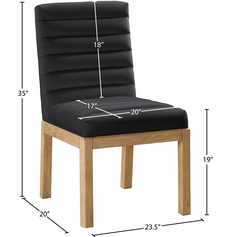 Chaise en velours Evelyn Lametra, Velours noir, Naturel