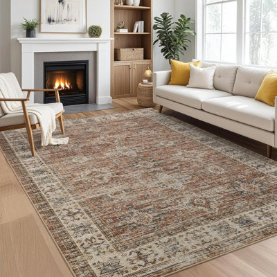 Grands tapis de chambre à coucher rétro lavables et doux, tapis d'intérieur antidérapant Boho Farmhouse pour salon, salle à manger