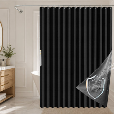 Magnetic Folding Waterproof Shower Curtain, Accordion Style No-Drill Shower Curtain for Bathroom Privacy and Easy Installation