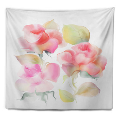 Tapisserie en polyester rose magnifique rose de fleurs avec accessoires suspendus inclus