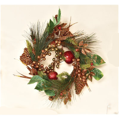 Couronne de pin et de fruits 14 po