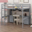 Lit mezzanine avec bureau, armoires, tiroirs et plateau de chevet, station de charge-206648833