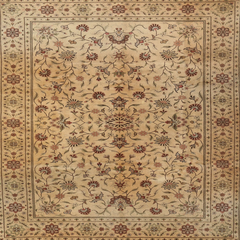 Tapis oriental ivoire / rouge Sian, Rond 7 pi