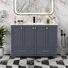 Meuble-lavabo moderne gris avec plateau en résine et lavabo