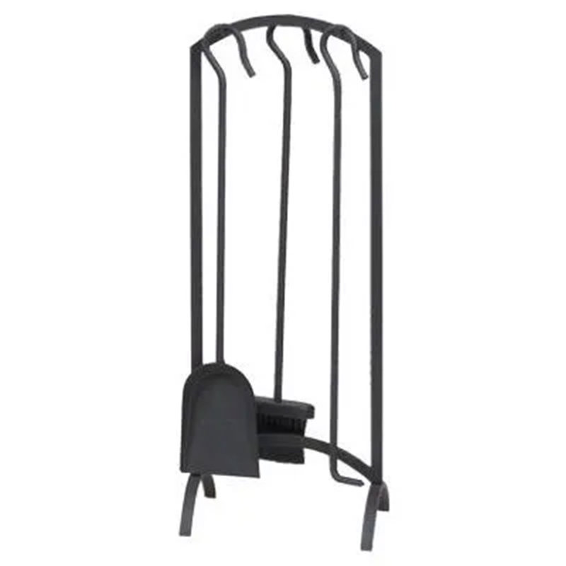 Ensemble d'outils pour foyer à arche 4 pièces avec brosse, pelle, tisonnier et support Panacée