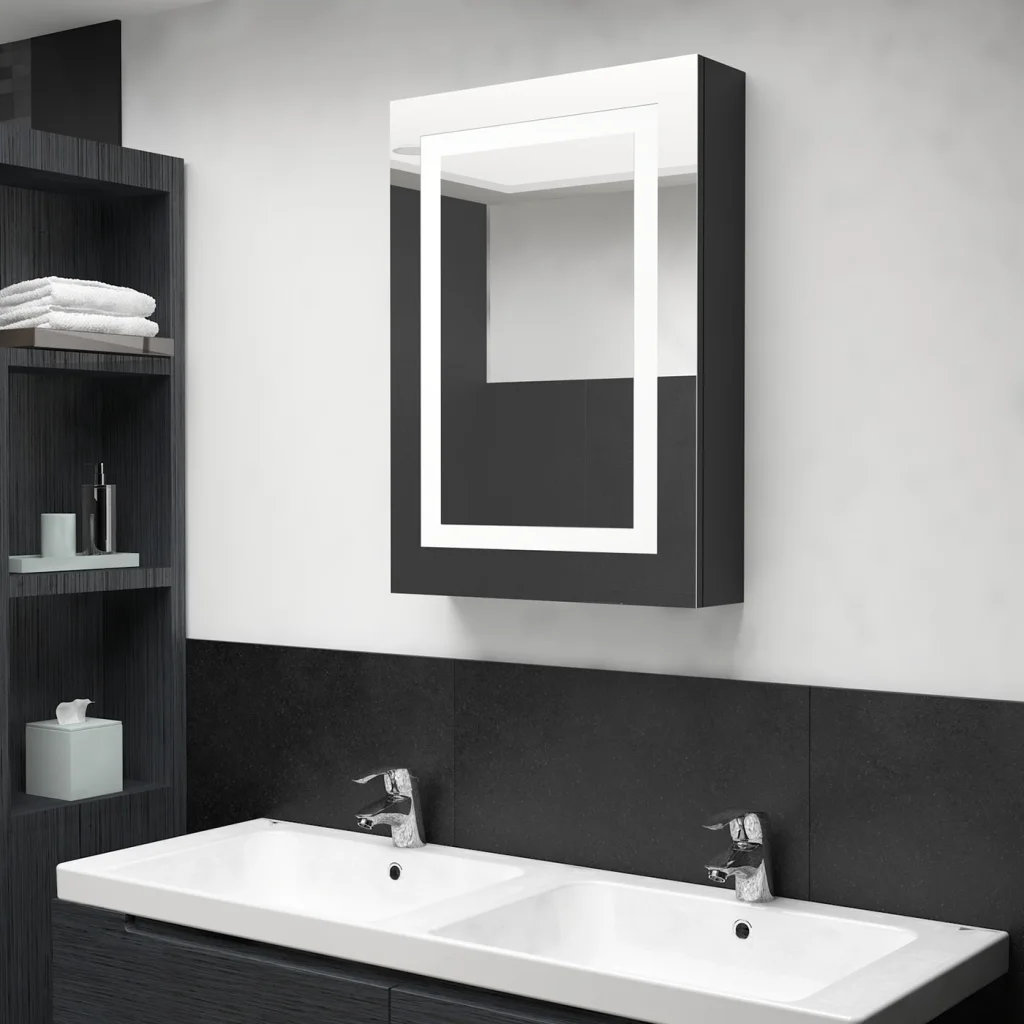 Ivy Bronx LED Bathroom Mirror Cabinet 50X13x70 Cm