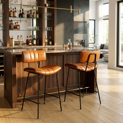 Ensemble de 2 tabourets de bar Palgrave avec pieds en métal noir