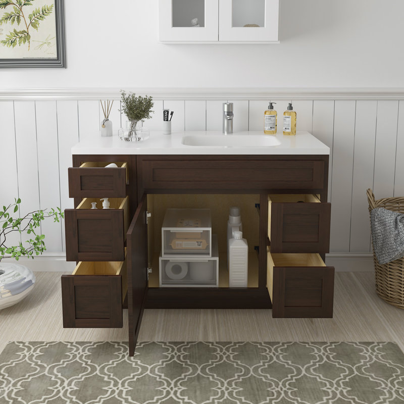 Base de meuble-lavabo simple 48 po seulement, Brun