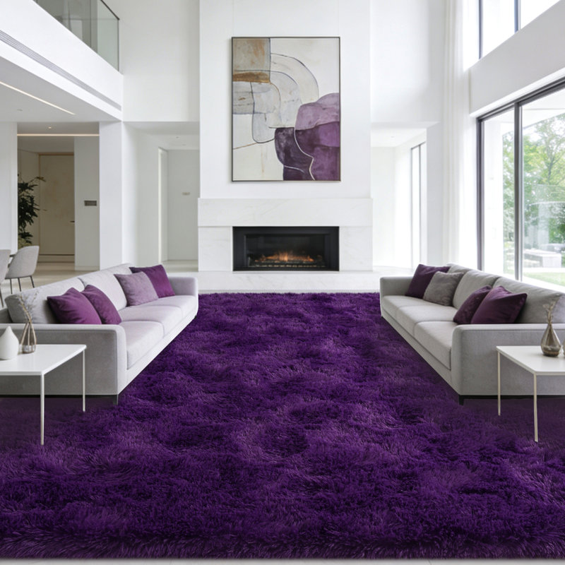 9x12 ft Grape Purple Shag Area Rugs for Living Room, Non-Slip Indoor Modern Plush Shag Carpets, Rectangle 9' x 12'