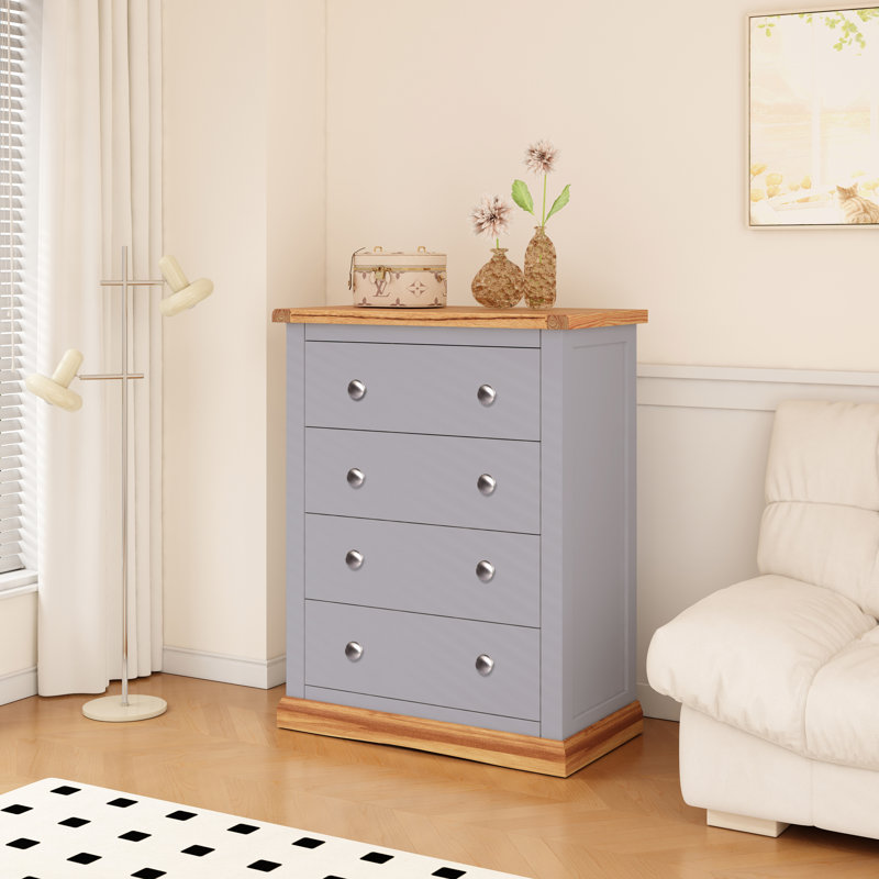 Millar 70cm W 4 - Drawer Chest of Drawers, Natural/Grey/Chrome