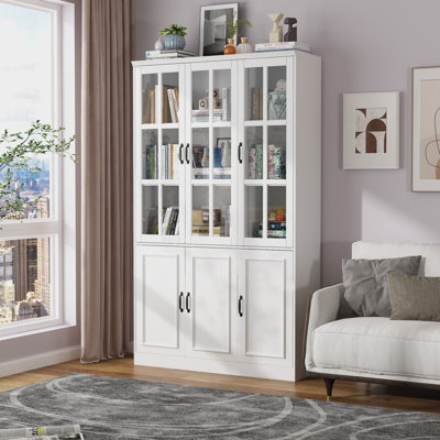 78.7'' H X 47'' W 5-Tier Bookcase With Glass Doors