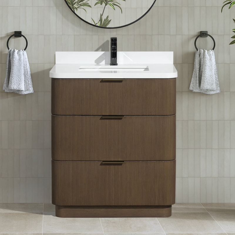 Meuble-lavabo simple l 30 po Calamigo, Noyer