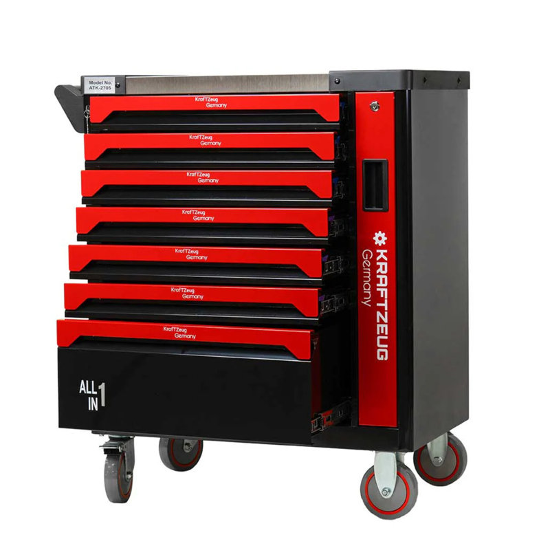 251-Piece Tool Cabinet 7-Drawer Tool Chest, Black/Red