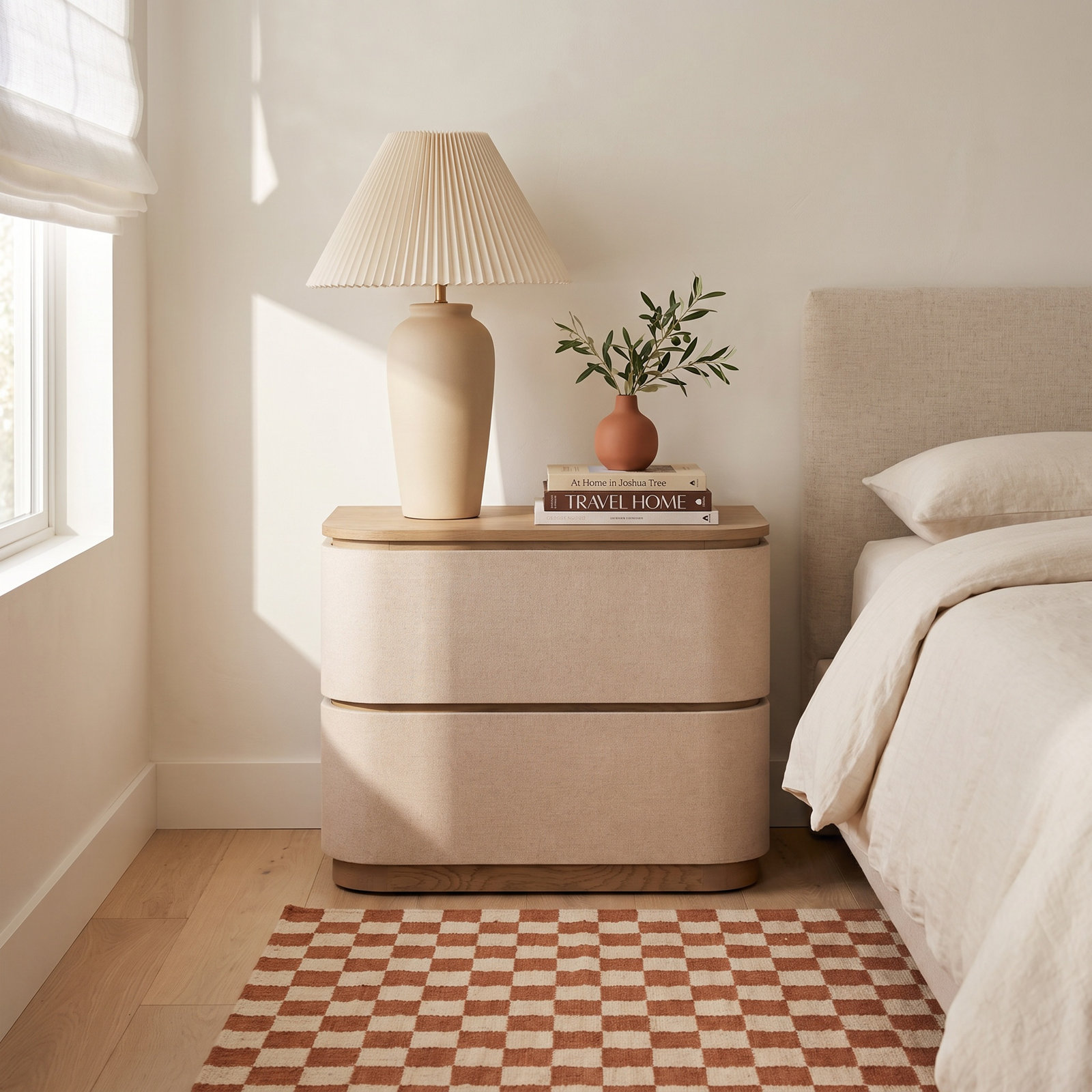 2-Drawer Painted Oak Nightstand