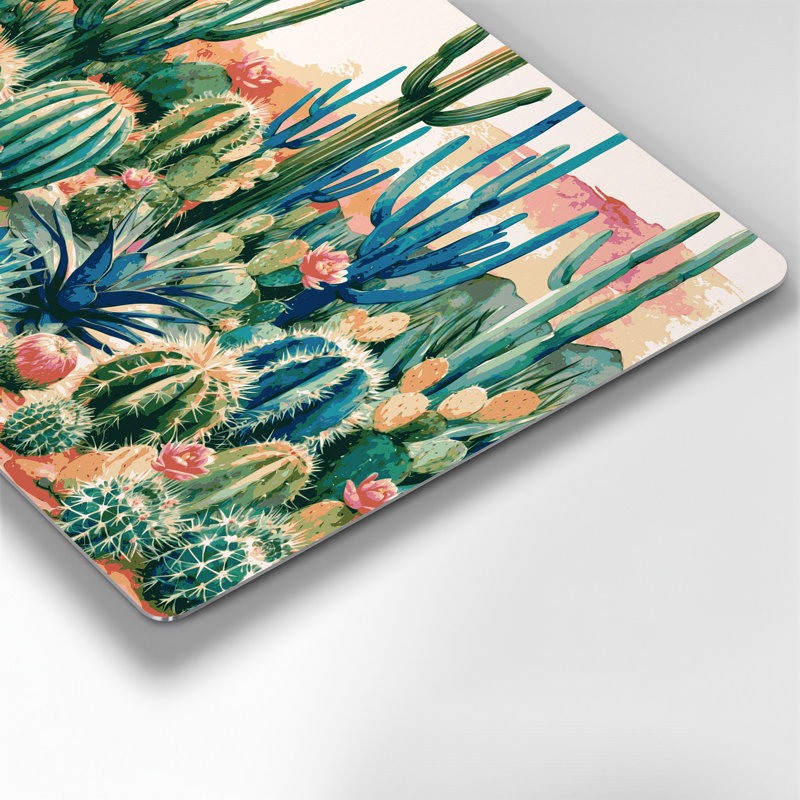 Art mural en métal beige 98 "Southwestern Landscape Cactus Garden"