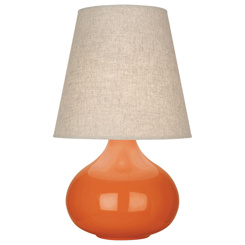 Small June Accent Lamp, Pumpkin, Buff Linen