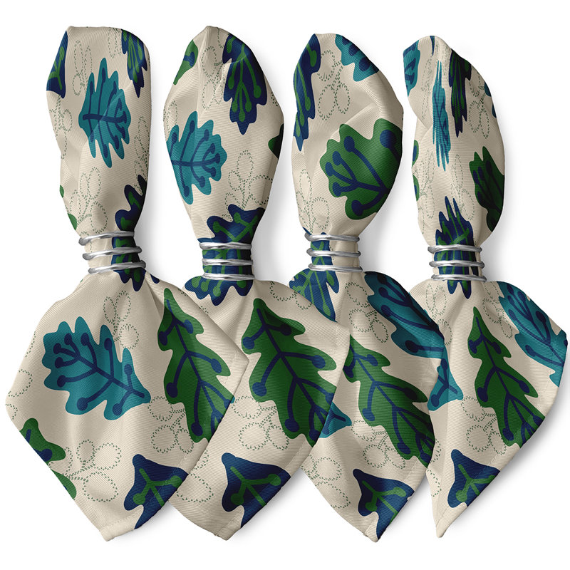 Zeman Polyester Floral Square Napkin, Blue