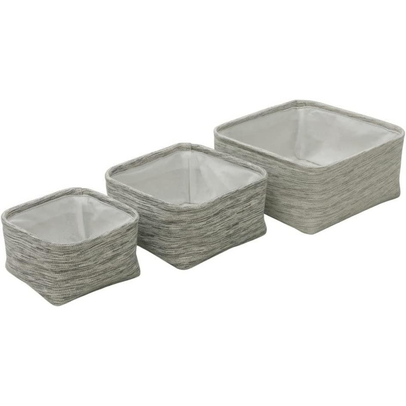 Square Textile Fabric 3 Piece Basket Set
